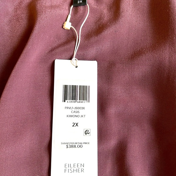 Eileen Fisher Women's Velvet Shawl-Collar Open Front Kimono Purple Size 2X - Picture 4 of 11